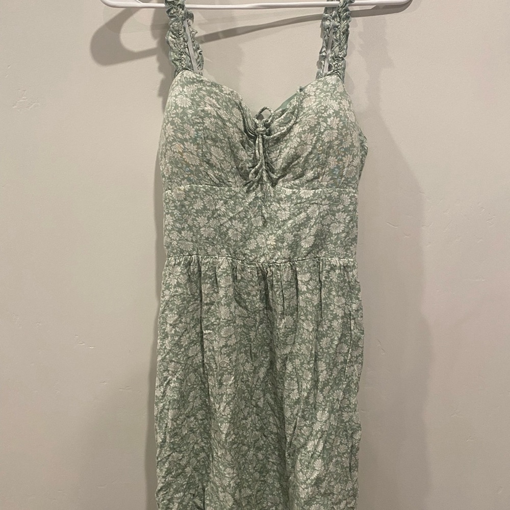 AUW Sage Green Dress with Shirred Detail